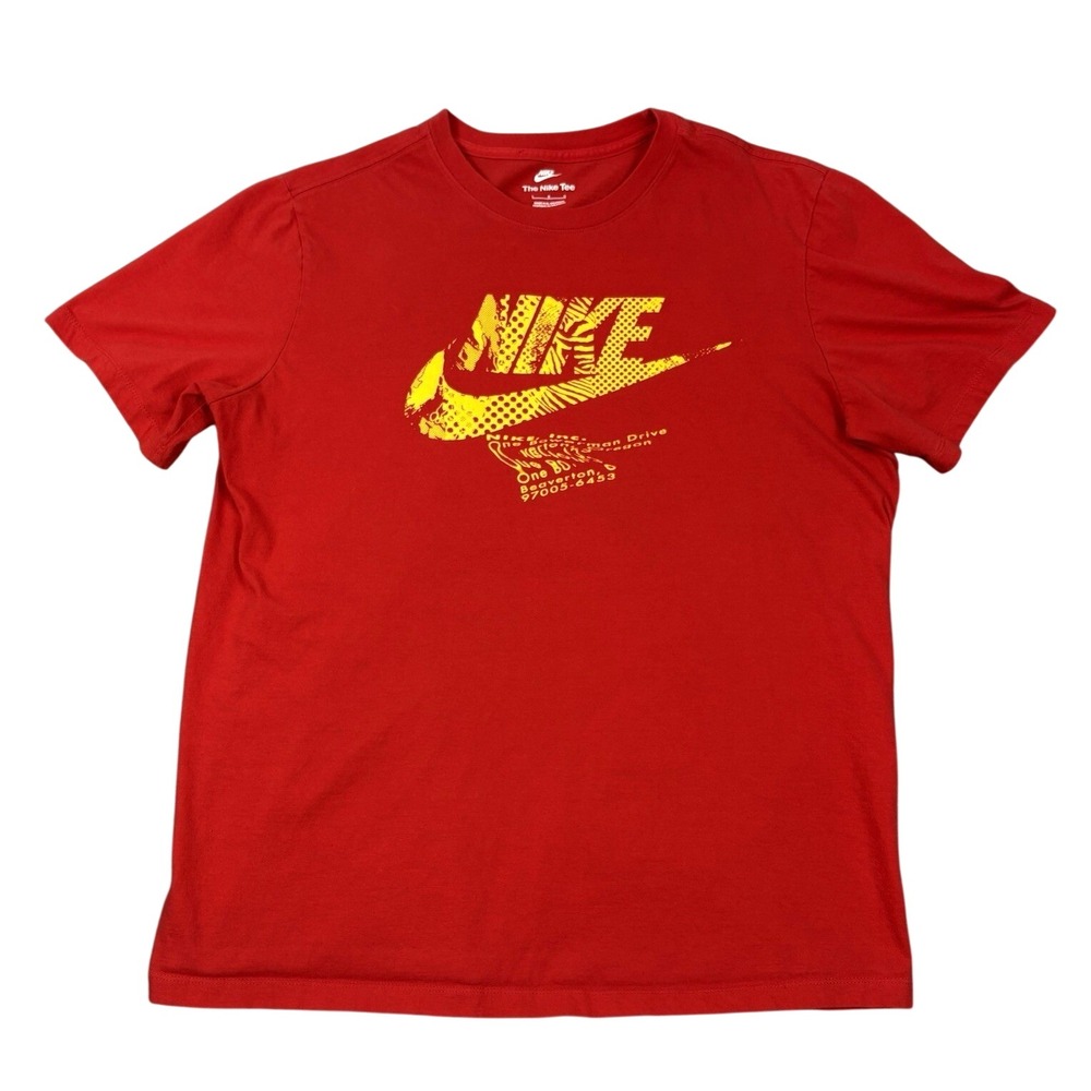 NIKE Air Max Logo T-Shirt Size Large Medium Red Yellow‎ Flight Sneakerhead